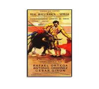 JLTC Poster vintage - Beau taureau et brave torero - Impression sur toile - Décoration murale moderne pour chambre à coucher - 60 x 90 cm