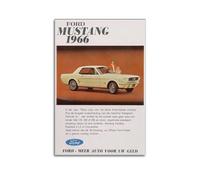 JLTC Poster vintage de voiture classique Ford Mustang de 1966 - Impression sur toile - Décoration murale moderne pour chambre à coucher - 60 x 90 cm
