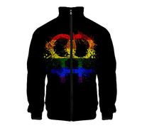 JLTPH Unisexe Sweat-Shirt LGBT Gay Lesbian Pride 3D Couleur Imprimé Col Montant Zip Jacket Sweat-Shirt Pull à Manches Longues