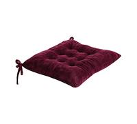 JLWM Coussin De Chaise Couleur Unie Crystal Velvet, Coussins De Chaises Peluche Coton PP Galette De Chaise avec des Liens Épaissir pour Chaise De Salle à Manger Tatami-vin rouge-42x42cm