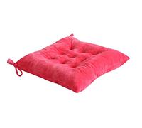 JLWM Coussin De Chaise Couleur Unie Crystal Velvet, Coussins De Chaises Peluche Coton PP Galette De Chaise avec des Liens Épaissir pour Chaise De Salle à Manger Tatami-rouge-42x42cm