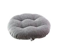 JLWM Coussin De Chaise Couleur Unie Lin De Coton, Coussins De Chaises épais Galette De Chaise avec des Liens pour Chaise De Salle à Manger Tabouret Tatami Sol Rond-gris-diamètre-32cm