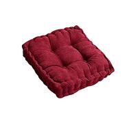 JLWM Coussin De Chaise Velours Côtelé Couleur Unie Coussins De Chaises Velours Épaissir Galette De Chaise Hiver avec Poignée pour Sol Balcon Bureau Carré-vin rouge-45x45cm