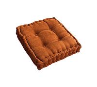 JLWM Coussin De Chaise Velours Côtelé Couleur Unie Coussins De Chaises Velours Épaissir Galette De Chaise Hiver avec Poignée pour Sol Balcon Bureau Carré-Rouge rouille-45x45cm