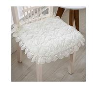 JLWM Fleur Coussin De Chaise pour Chaise De Salle à Manger, Coussins De Chaises Peluche Dentelle Fille Galette De Chaise Ne Pas-caleçon Bureau Voiture Jardin-Blanc-43x43cm