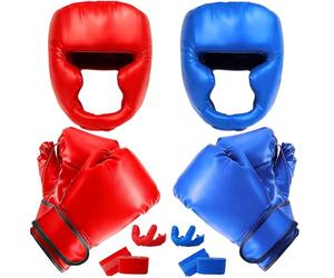 JLXMAXLJ Ensemble de 14 pièces d'équipement de boxe pour débutants comprenant 2 paires de gants de boxe de 170,1 g, casque, bandages pour les mains, protège-dents, cadeaux pour adultes, jeunes