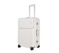JLY Rövaan Bagage, Covestro Coque rigide en polycarbonate avec accès rapide à l'avant, porte-gobelet, patin à crochets, roues rotatives, serrures TSA, blanc chaud, M (66cm), 1 pièce