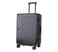 JLY Valise Rigide 28 Pouces en Polycarbonate 100% - sans Fermeture Éclair, Double Serrure TSA, Cadre Aluminium, 4 Roues Pivotantes - Bagage de Soute Gris Kaki (Noir, M (65cm 60L))