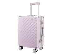 JLY Valise Rigide 28 Pouces en Polycarbonate 100% - sans Fermeture Éclair, Double Serrure TSA, Cadre Aluminium, 4 Roues Pivotantes - Bagage de Soute Gris Kaki (Violet, S (54.5cm 34L))