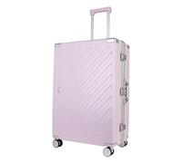 JLY Valise Rigide 28 Pouces en Polycarbonate 100% - sans Fermeture Éclair, Double Serrure TSA, Cadre Aluminium, 4 Roues Pivotantes - Bagage de Soute Gris Kaki (Violet, L (75cm 86L))