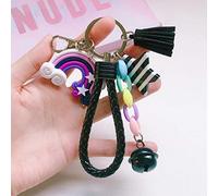 JLZK 1 Pc coloré Belle Arc-en-Ciel Porte-clés Sangle Gland Porte-clés Femmes Fille Sucette Sac à Breloques Pendentif Cadeau d'anniversaire