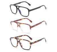 JM 3 Pack Lunette Anti Lumiere Bleue Vintage pour Hommes et Femmes,Rétro Carré Montures de lunettes
