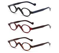 JM 3 Paires Petits Montures de Lunettes Ovales Vintage Lunettes De Vue Charnière à Ressort pour Lecteur Homme Femme