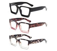JM 3 Paquets Montures de Lunettes Bloquant la Lumière Bleue Carrées pour Femme Hommes,Lunettes à Charnière à Ressort Rectangulaires Surdimensionnées