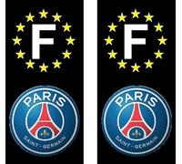 Jm-Déco 2 Stickers Autocollant Plaque d'immatriculation Noir PSG