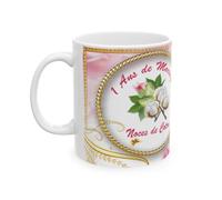 Jm-Déco Mug 1 Ans de Mariage Noces de Coton - idée Cadeau - Tasse Anniversaire de Mariage