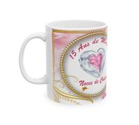 Jm-Déco Mug 15 Ans de Mariage Noces de Cristal - idée Cadeau - Tasse Anniversaire de Mariage