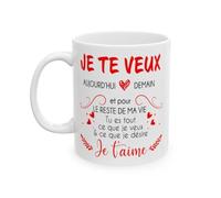 Jm-Déco Mug Amour Je Te Veux Je t'aime - Idée Cadeau - Tasse en céramique Originale