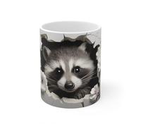 Jm-Déco Mug Animaux 3D- Idée cadeau - Mug et tasse original pour Enfant ou Adulte - Marrant Fun (Raton Laveur)