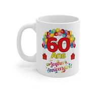 Jm-Déco Mug Anniversaire 60 Ans - Idée Cadeau Joyeux Anniversaire
