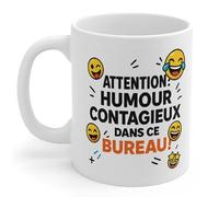 Jm-Déco Mug attention humour dans ce bureau - Tasse Rigolote en Céramique 330ml - Idée Cadeau Originale Café Thé Bureau - Passe Lave-Vaisselle et Micro-Ondes N4130