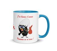 Jm-Déco Mug Caliméro - Idée Cadeau - Tasse en céramique coloré Couleur Bleu