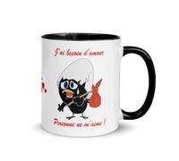 Jm-Déco Mug Caliméro - Idée Cadeau - Tasse en céramique coloré Couleur Noir