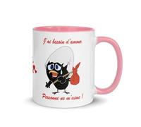 Jm-Déco Mug Caliméro - Idée Cadeau - Tasse en céramique coloré Couleur Rose