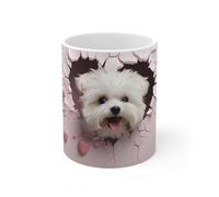 Jm-Déco Mug Chien - idée Cadeau original - Marrant Fun Sympa - Tasse en Céramique (Bichon Maltais 1)
