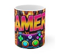 Jm-Déco Mug Gamer - Tasse Gaming avec Manette et Effet Explosion - Cadeau Geek, Joueur PC, PS5, Xbox - Céramique 330ml - Idée Cadeau Anniversaire, Bureau - Passe Lave-Vaisselle et Micro-ondes - N4135