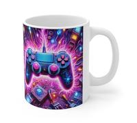Jm-Déco Mug Gamer - Tasse Gaming Électrique avec Manette Stylisée - Design Geek Coloré - Cadeau Joueur PC, PS5, Xbox, Switch - Céramique 330ml - Passe Lave-Vaisselle et Micro-ondes - N4136