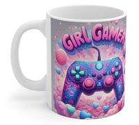 Jm-Déco Mug Girl Gamer - Tasse Gaming pour Fille - Design Coloré avec Manette - Cadeau Geek, Gamer, Streamer - Céramique 330ml - Compatible Lave-Vaisselle et Micro-ondes - N4134