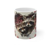 Jm-Déco Mug Maman et Bébé Raton Laveur Mignon - Tasse Animaux
