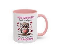 Jm-Déco Mug Mon Infirmière la Plus Chouette du Monde - Idée Cadeau - Tasse en céramique Originale Colorée Couleur Pink, Taille 11oz