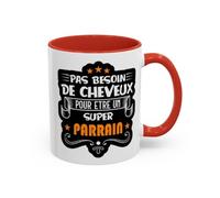 Jm-Déco Mug Pas Besoin de Cheveux pour être Un Super Parrain - Idée Cadeau - Tasse en céramique Colorée - Humour Sympa Fun Couleur Red, Taille 11oz