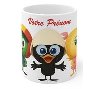 Jm-Déco Mug Personnalisé Calimero - Tasse en céramique avec prénom ou petit texe - Cadeau original pour enfant, fan de dessin animé ou collègue - 330 ml - Micro-ondes et lave-vaisselle Cali 3