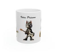 Jm-Déco Mug personnalisé Personnalisable Chien Rock 'N' Roll avec prénom ou Petit Texte - Idée Cadeau - Tasse Humour Rigolo Fun