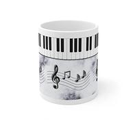 Jm-Déco Mug Piano Note de Musique - Idée Cadeau - Tasse en céramique Taille 11oz