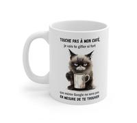 Jm-Déco Mug - Touche Pas à Mon café - Idée Cadeau - Tasse Originale en céramique Humour Drôle Fun (Chat 1)