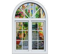 Jm-Déco Sticker Fenêtre Trompe l'oeil Rue Fleurie Dimensions 40x60cm