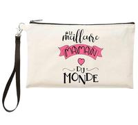Jm-Déco Trousse Cadeau Maman - “La Meilleure Maman du Monde” - Pochette Maquillage ou Rangement - Idée Cadeau fête des mères, Anniversaire, Femme, Parent - TR570