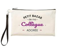 Jm-Déco Trousse “Petit Bazar de ma Collègue Adorée” - Cadeau Original pour collègue de Travail - Pochette Maquillage ou stylos - TR591