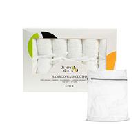 JM Lingette Lavable Bébé en Rayonne de Bambou - 25x25cm, 500 g/m² Ultra Épais et Absorbant, Coton Lavable, Débarbouillette Bébé Lavable, Doux pour les Peaux Délicates, Coffret Cadeau Inclus