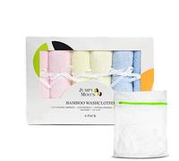 JM Lingette Lavable Bébé en Rayonne de Bambou - 25x25cm, 500 g/m² Ultra Épais et Absorbant, Coton Lavable, Débarbouillette Bébé Lavable, Doux pour les Peaux Délicates, Coffret Cadeau Inclus