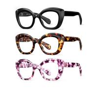 JM Lot de 3 Lunette Loupe Yeux de Chat,Lunette Anti Lumiere Bleue Femme | Charnière à ressort,Plaquettes nasales monobloc