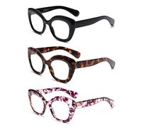 JM Lot de 3 Lunette Loupe Yeux de Chat,Lunette Anti Lumiere Bleue pour Femme Homme