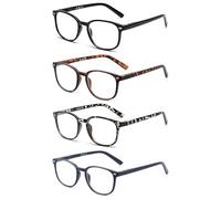 JM Lot de 4 Lunettes de Lecture Charnière à Ressort Presbyte Hommes Femmes Lunettes de Vue