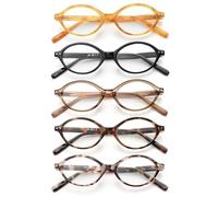 JM Lot de 5 lunettes de lecture ovales pour femmes, tendance, bloquant la lumière bleue, avec charnières à ressort + 2.50