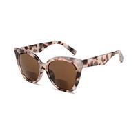 JM Lunettes de Lecture Bifocales Classiques Lunettes de Soleil élégantes Cateye Surdimensionnées pour Femmes Tortue +3,0