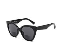 JM Lunettes de Lecture Bifocales Classiques Lunettes de Soleil élégantes Cateye Surdimensionnées pour Femmes Noir +4,0